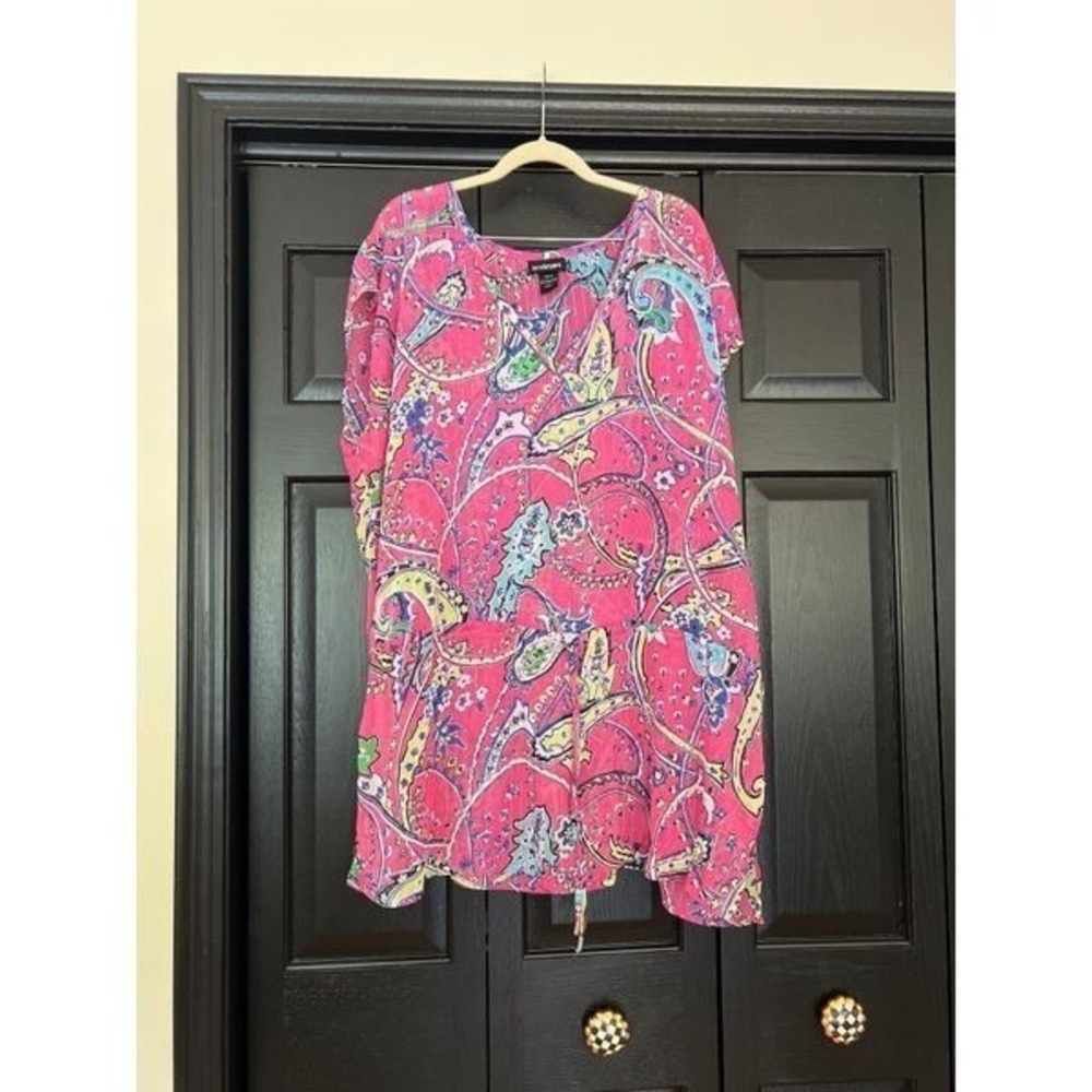 Lane Bryant Size 18/20 Womens Multicolor V-Neck Sleeveless Ruffle Tunic Top